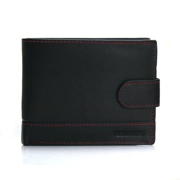 Portfel męski z ozdobną nicią black/red