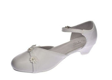 Белые балетки на высоком каблуке для причастия, размер 61/24. 35