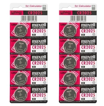 10x BATERIA Litowa MAXELL CR 2025 3V 2x5szt. JAPAN