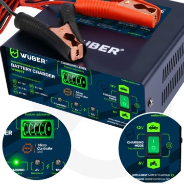 МИКРОПРОЦЕССОРНЫЙ ВЫПРЯМИТЕЛЬ 6–12 В 15 А ЗАРЯДНОЕ УСТРОЙСТВО WUBER