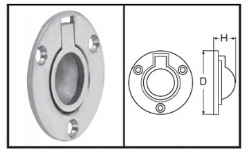 РУЧКА-ЗАСЛОНКА НАПОЛЬНЫЙ НИЖНИЙ ПОДЪЕМНИК нержавеющая сталь, КИСЛОТОСТОЙКАЯ A4 D=50 мм