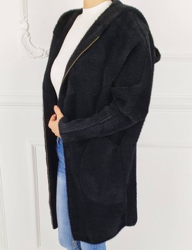 ПАЛЬТО ЖЕНСКОЕ АЛЬПАКА, ШЕРСТЬ, КАПЮШОН, ЦВЕТ - МОЛНИЯ