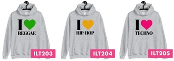 Bluza Męska Szara Z Kapturem I LOVE HOUSE Wz - L