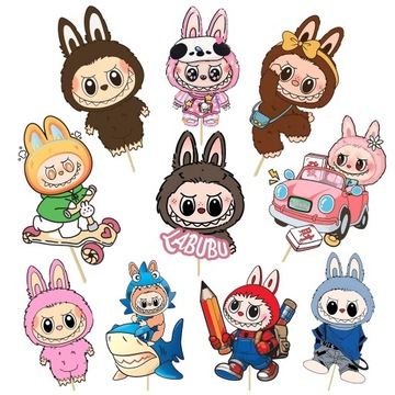 TOPPERY DEKORACJA TORT BABECZKI NA MUFFINKI LABUBU MONSTER LABU-BU 10szt