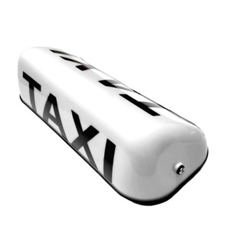 БЕЛЫЙ СВЕТОДИОДНЫЙ ФОНАРЬ ТАКСИ С НАДПИСЬЮ, ПЕТУХОМ, СИГНАЛОМ ПРОЗРАЧА, МАГНИТОМ И ВИЛКОЙ