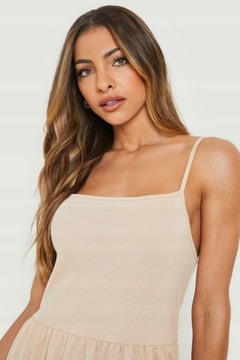 P2A102 BOOHOO __MI2 МИНИ-ПЛАТЬЕ С ОРУШАМИ, БЕЖЕВЫЙ_M