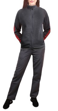 Ciepły DAMSKI dres z lampasami DRESY stójka 954 granat M/L