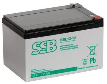 Akumulator 12V 12Ah SSB AGM BEZOBSŁUGOWY SBL 12-12