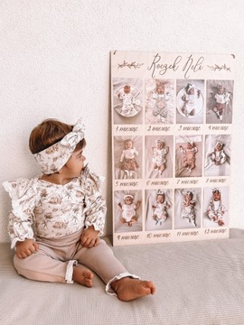 Доска-рамка годовалая с фотографиями первого года жизни.