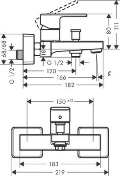 Deszczownica 30 + bateria wannowa czarna HANSGROHE