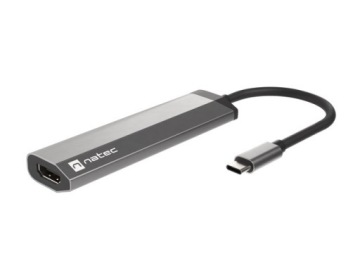 Многопортовый адаптер Natec Fowler Slim USB-C -> концентратор USB 3.0 x2, HDMI 4K, USB-C