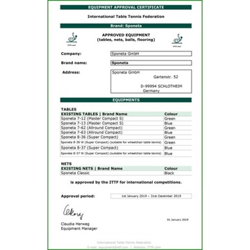 SPONETA S7-12i MASTER COMPACT СТОЛ ДЛЯ НАСТОЛЬНОГО ТЕННИСА