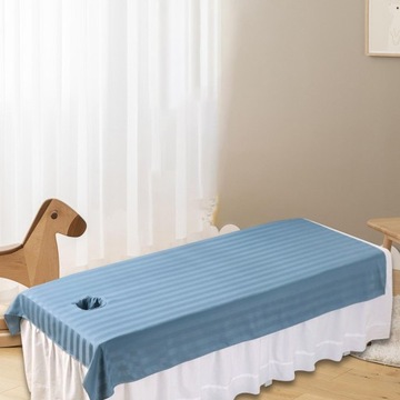 Prześcieradło na łóżko do salonu piękności Poliester z otworem Prześcieradło na stół do masażu Ciemnoniebieski