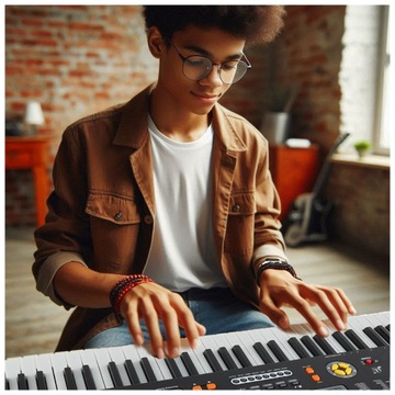 DUŻY KEYBOARD ORGANY PIANINO PODŚWIETLANE KLAWISZE LED TRYB LEKCJI+MIKROFON