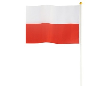 POLSKA FLAGA biało czerwona z patyczkiem 60cm 10szt