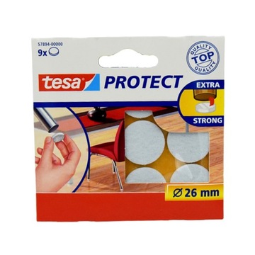 Podkładki filcowe pod meble 57894 Tesa okrągłe x9 białe