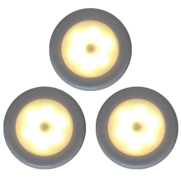 3Szt LAMPA 6LED CZUJNIK RUCHU PIR BEZPRZEWODOWA
