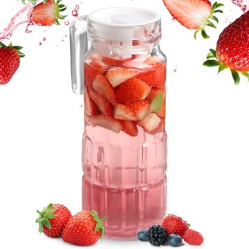 DZBANEK SZKLANY 1L NA NAPOJE WODĘ POKRYWKA