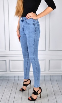 Spodnie Jeansy Wysoki Stan Jeansowe Push-Up Skinny