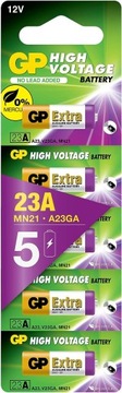 5 щелочных батарей GP EXTRA 23А 12В MN21 V23GA