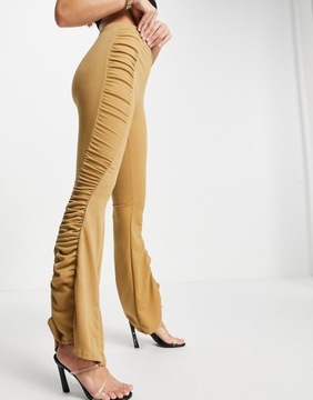 Fashionkilla Camelowe spodnie dzwony 38