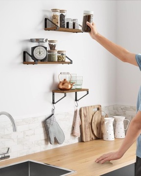 3 шт. НАБОР ПОДВЕСНЫХ ПОЛОК LOFT ПРОМЫШЛЕННЫЙ ДЕРЕВЯННЫЙ НАБОР ПОЛОК В РУСТИКЕ