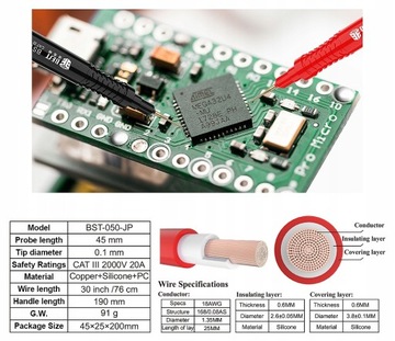 КАБЕЛИ ДЛЯ ИЗМЕРИТЕЛЬНЫХ МУЛЬТИМЕТРОВ КАБЕЛИ BANANA PROBE 20A BST-050-JP