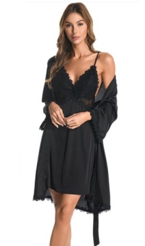 Женский АТЛАСНЫЙ ПИЖАМНЫЙ КОМПЛЕКТ, ХАЛАТ, ФУТБОЛКА-двойка, НИЖНЕЕ БЕЛЬЕ