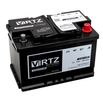 Akumulator VIRTZ Prof AGM 12V/70Ah Start-Stop 720A