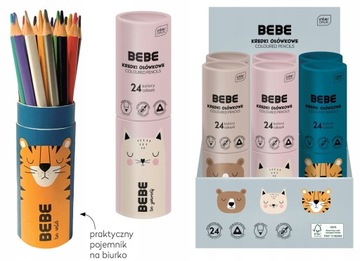Kredki ołówkowe w tubie Interdruk BEBE 24 szt.