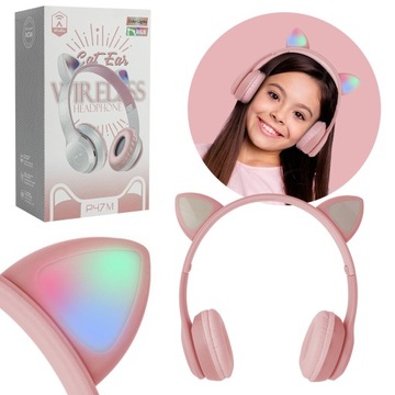 НАУШНИКИ ДЕТСКИЕ КОШАЧЬИ УШИ БЕСПРОВОДНЫЕ RGB СВЕТЯЩИЕСЯ BLUETOOTH