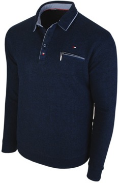 3XL- Męski sweter-polo z kieszonką na zamek DY04/2