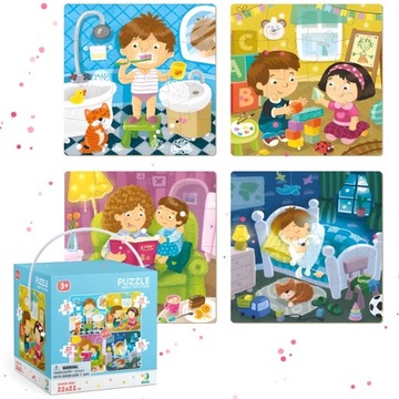 PUZZLE 4w1 MÓJ DZIEŃ CODZIENNE RYTUAŁY - Dla Dzieci 3-8 lat