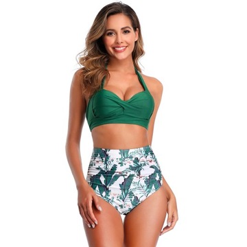 BIKINI STRÓJ KĄPIELOWY WYSOKI PUSH UP RETRO L