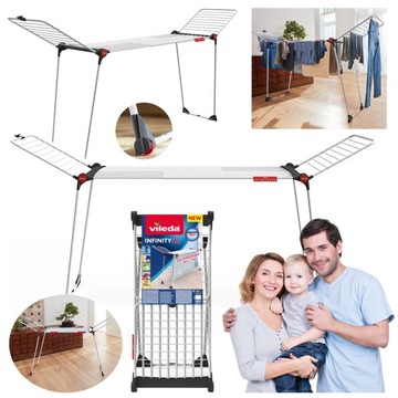 VILEDA INFINITY FLEX SUSZARKA NA PRANIE NA KÓŁKACH ROZSUWANA DUŻA MOCNA XXL