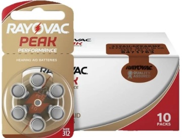 60x Baterie słuchowe RAYOVAC PEAK PERFORMANCE 312