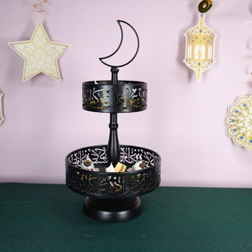 Ид Мубарак Двухэтажный Железный Поднос Контейнер Украшение Стола Черный