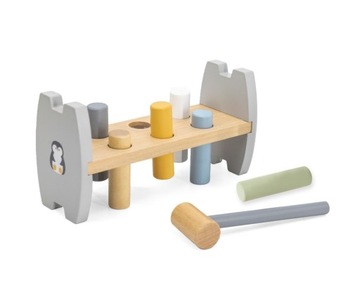 VIGA POLARB DREWNIANY PRZEBIJAK WBIJAK Z MŁOTECZKIEM PINGWINEK MONTESSORI