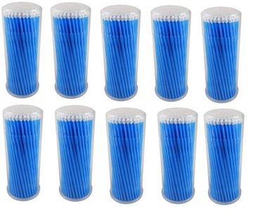 MIKRO APLIKATORY bezwłókninowe DO RZĘS mikroszczoteczki TUBA 10x100 SZT