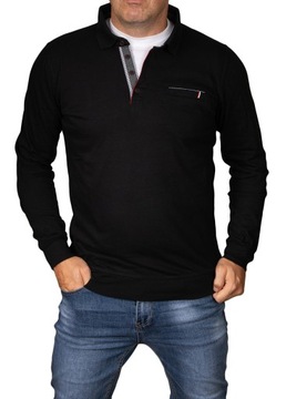 Bluzka męska elegancka czarna bluza z kołnierz L
