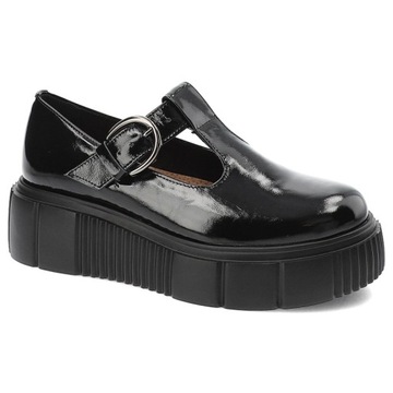 Czarne Lakierowane Półbuty Armodo Eleganckie Buty