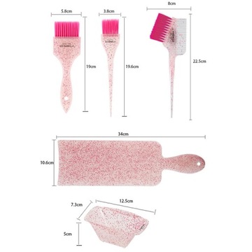 Набор красок для волос, портативный, легко моющийся осветлитель для волос, 3 щетки розового цвета