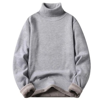 Autumn Winter Fleece Turtleneck Sweater Men Fashio