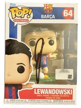 ROBERT LEWANDOWSKI Funko POP Football FC BARCELONA AUTOGRAF + CERTYFIKAT