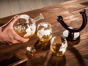 ZESTAW DO WHISKY KARAFKA GLOBUS BAREK + SZKLANKI
