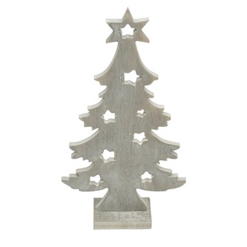 Szara drewniana choinka figurka 40 cm dekoracja świąteczna rustykalna