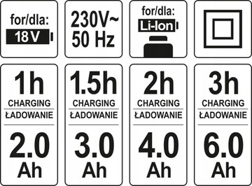 YATO LI-ION BATTERY 2Ah 2шт. Индикатор заряда + двойное зарядное устройство