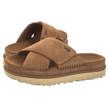 Buty Klapki Zamszowe Damskie UGG W Goldenstar Cross Slide Brązowe