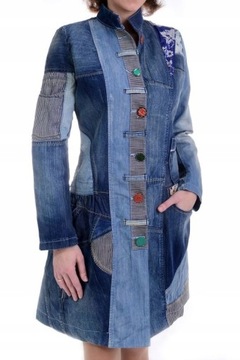 DESIGUAL płaszcz jeans PATCHWORK unikat 38/40