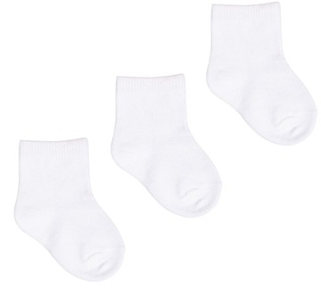 SKARPETKI NIEMOWLĘCE Z BAWEŁNY ORGANICZNEJ SKARPETY BIAŁE 3-PAK 0-3 m